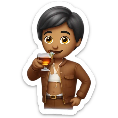 Barby drinking Kizlyar brandy sticker
