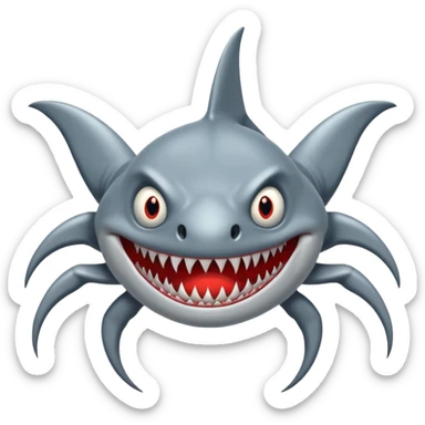 Ein riesiger hai mit spinnen Beinen und 14 Augen  sticker