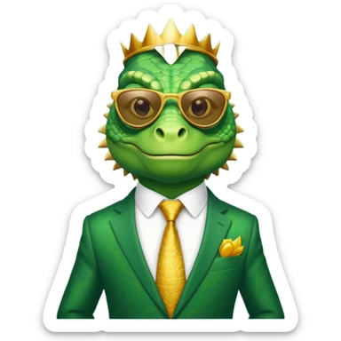 rich capitalist iguana king gold sunglasses sticker