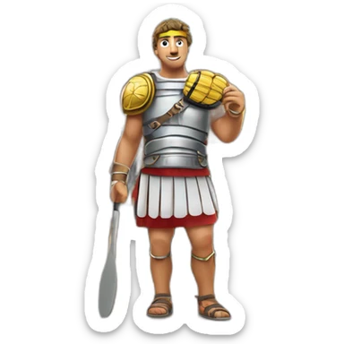 Roman gladiator with tennis racket at colosseum sticker