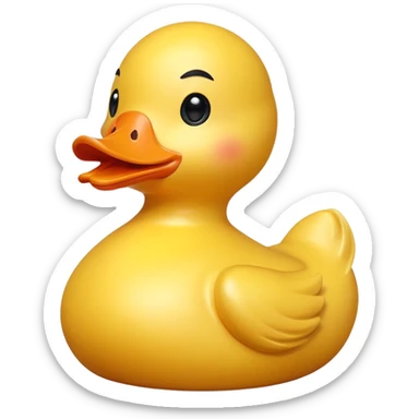 A rubber duck with a big biceps sticker