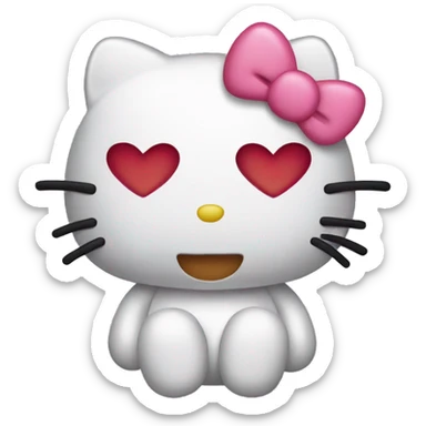 hello kitty with heart eyes  sticker