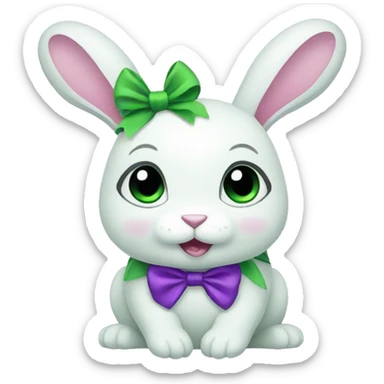 Female green rabbit with a purple bow sticker