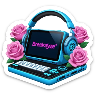 un gif texte qui défile  "BREAKSTYLEZ TV"  change de couleur sur fond noir sur le theme dj sticker