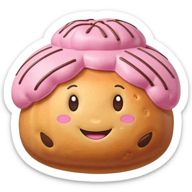 pink kawaii inflatable pan dulce concha sticker