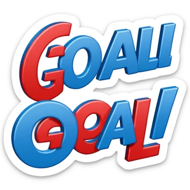 Word “Goal” sign comic style blue (#00A3E0) and red (#F9423A)  sticker