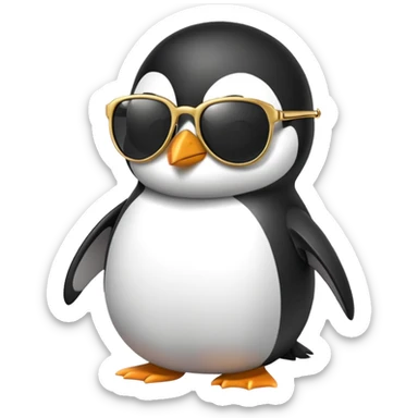 penguin with sunglasses and neck chain sticker