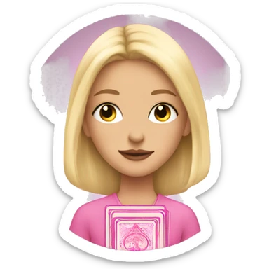 Blonde girl with pink tarot cards sticker