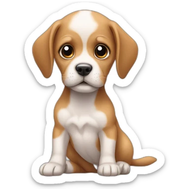 A puppy sat on a bald head sticker