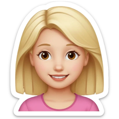 Young girl with blonde hair and a happy face sticker