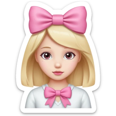 Cute girl with bow pink sticker