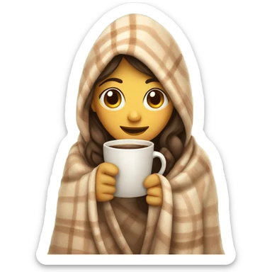A girl who drinks coffee in a cozy blanket sticker
