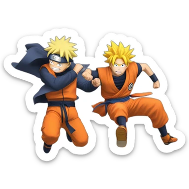 Naruto and goku flying sticker