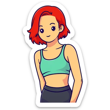 red-haired girl in a crop top sticker