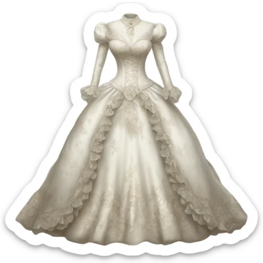 Hyper Realistic ornate victorian Wedding dress displays sticker