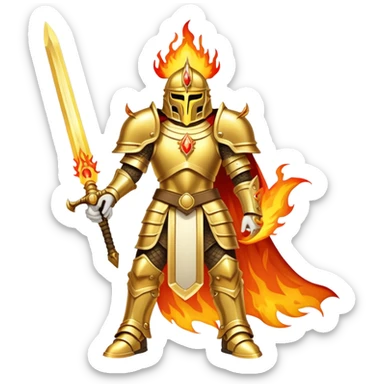 Emperor of Mankind from Warhammer 40K with golden armor and a large flaming sword sticker