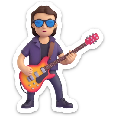 rock star with sunglasses and guitar sticker