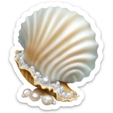 Nice shell with pearl and water sticker