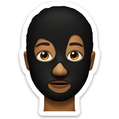 Person with half of face on black mask whit skin  sticker