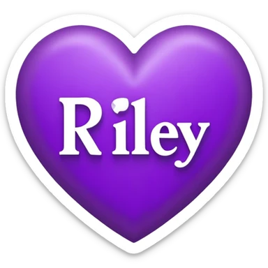 Purple Heart with the letters Riley in the middle  sticker