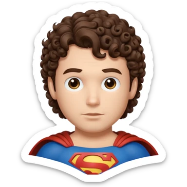 Superman with curly brown hair  sticker