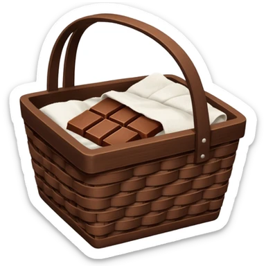 A wooden raffia chocolate Brown basket with fresh washed linen sticker