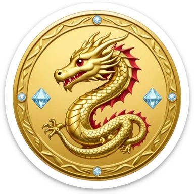 diamond coin with a dragon at the center  sticker