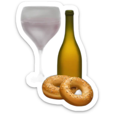 An everything bagel and a bottle of natural wine sticker