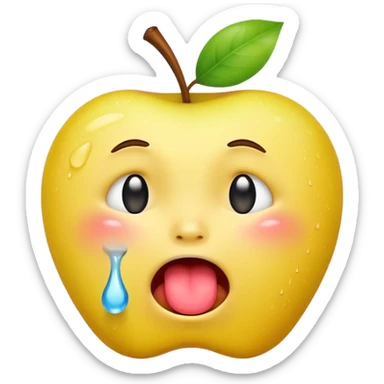 regular yellow apple emoji but it’s crying streams of tears and has its tongue out sticker
