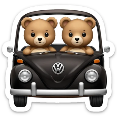 Two teddy bears in black Volkswagen  sticker