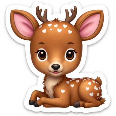 Baby deer with hearts  sticker