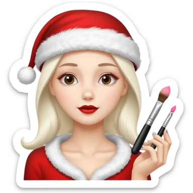 clean and vanilla girl who loves cosmetics and fashion with santa claus hat like holiday mood sticker