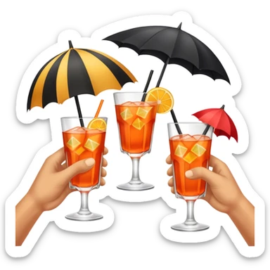 two pirate hands cheering with aperol cocktails, pirate umbrelas sticker