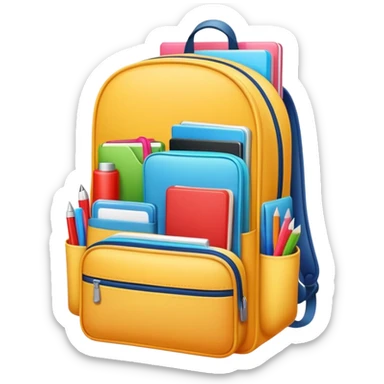 school bag open with neatly packed items inside, clear and inviting sticker