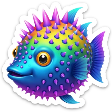 Neon rainbow pufferfish  sticker