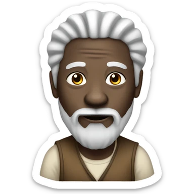 an African old man with white beard and black dreadlocks sticker