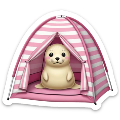 Seal in a light pink tent  sticker