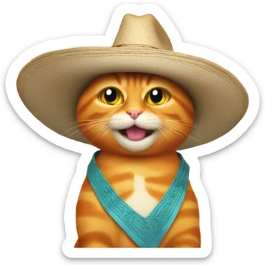 Orange cat with a sombrero reading a newspaper and winking sticker