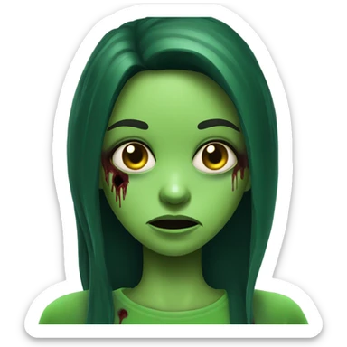 Brunette zombie girl in horror green creppy sticker