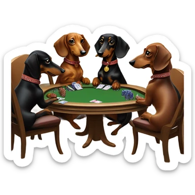  dachshunds gambling with cigars sticker