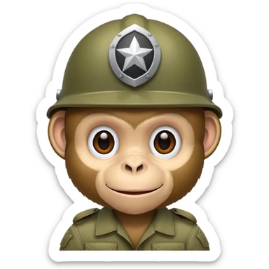 Monkey with army helmet  sticker