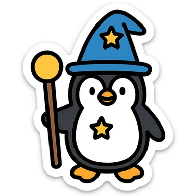 A cute penguin wizard sticker