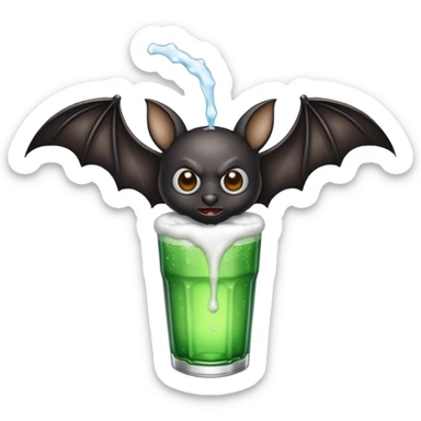 black bat drinkig sprite sticker