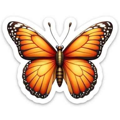 Cinematic Realistic Comical monarch Butterfly Portrait Emoji, Head tilted dramatically with an exaggeratedly amused expression, featuring striking, vividly detailed ruby wings with bold, playful patterns and wide, expressive eyes brimming with humorous disbelief, rendered with lifelike texture and vibrant natural hues, high shine, dramatic yet playful, styled with an air of cheeky garden mischief, soft glowing outline, capturing the essence of a spirited and over‐the‐top red butterfly that looks ready to flutter its way into viral fame! sticker