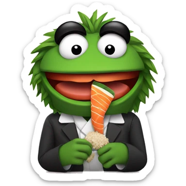 bert the muppet eating sushi sticker