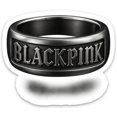 BLACKPINK-inspired gothic ring, no hearts, shiny and elegant, black and pink sticker
