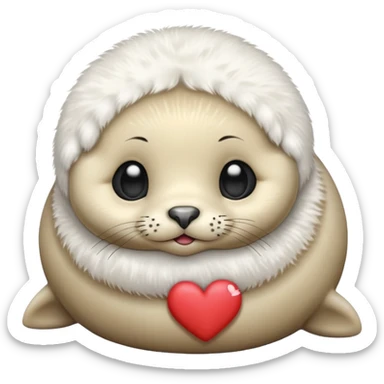 Baby seal blushing heart eyes sticker