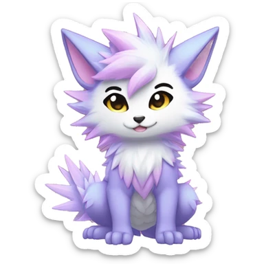 Anthro Scalie Spiky Cool Edgy Magical Shiny Colorful Pastel Sparkle Kemono-style Chibi Fantasy-Animal-Fakémon-Pokémon-Hybrid Fur Sona Aesthetic Full Body sticker