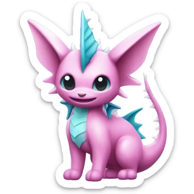 Pink Edgy Ethereal Vaporeon dragon With Fins and spikes full body sticker