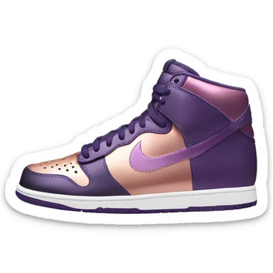 Realistic pair of metallic dark purple to rose gold ombre Nike Sneakers facing front. sticker